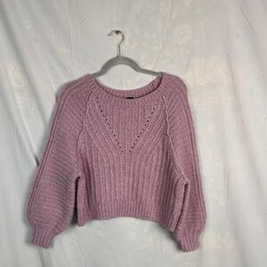 Free People Dusty Pink Ribbed Crewneck Sweater
